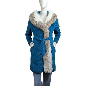 Vintage 1960s Mohair Coat Real Fur Collar | Union Made | Size XS/S